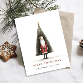 Cartão Postal Feriado de Natal Minimalista do Papai Noel