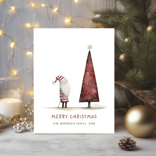 Cartão Postal Feriado de Natal Minimalista do Papai Noel