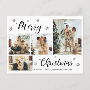 Cartão Postal Feriado de Natal para Colagem de Fotos em Preto e 