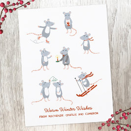 Cartão Postal Feriado de Natal para ratos de inverno