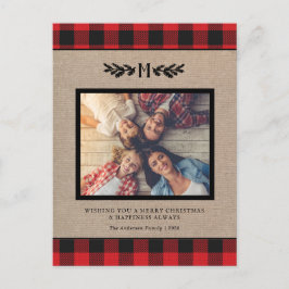 Cartão Postal Feriado de Natal Russo Monograma Foto Feriado de N