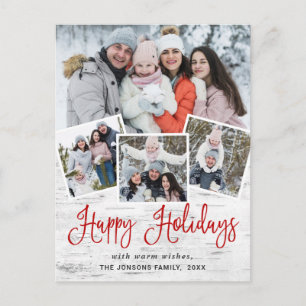 Cartão Postal Feriado de Natal Rustic Birtic 4 PHOTO Saudação