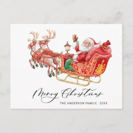 Cartão Postal Feriado de Natal Santa Claus Sleigh
