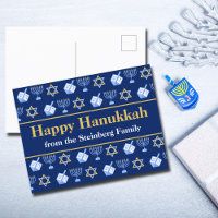 Feriado de Padrão Azul de Hanukkah Feliz e Persona