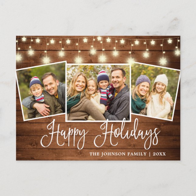 Cartão Postal Feriado de saudação de 3 FOTOS, Russo do Natal mod (Frente)