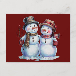Cartão Postal Feriado de Vintage no Natal de Snowman