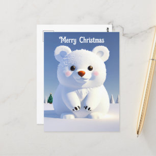 Cartão Postal Feriado Festivo do Urso Polar Bonito