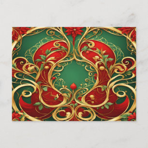 Cartão Postal Feriado Floral de Natal Vermelho