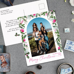 Cartão Postal Feriado Fotográfico do Arco Verde Rosa Brilhante M