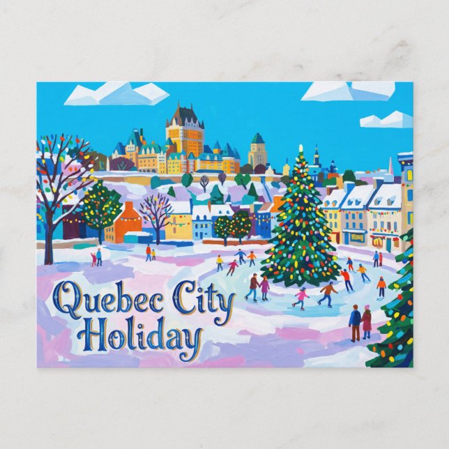 Cartão Postal Feriado na Cidade de Quebec Canadá (Frente)
