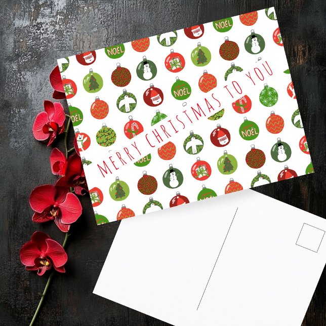 Cartão Postal Feriado PERSONALIZADO do Xmas Balls do Enfeites de (Christmas Ornaments Xmas Balls CUSTOM Holiday Postcard
)