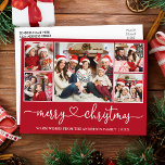 Cartão Postal Feriado Vermelho Fotográfico do Heart Christmas 5<br><div class="desc">Cartão-postal de Natal Feliz 5 para Feriados do Coração da Caligrafia Moderna - Vermelho</div>