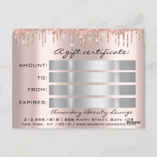 Cartão Postal Feriados de Certificado de Presente Rosa de Bela P