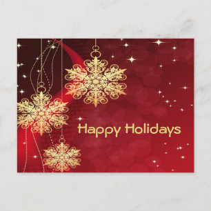 Cartão Postal Feriados de Flocos de Neve do Ouro Vermelho de Pre