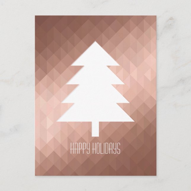 Cartão Postal Feriados felizes da árvore de natal de ouro rosa m (Frente)