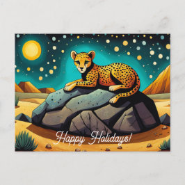 Cartão Postal Feriados Felizes do Deserto Selvagem Leopard