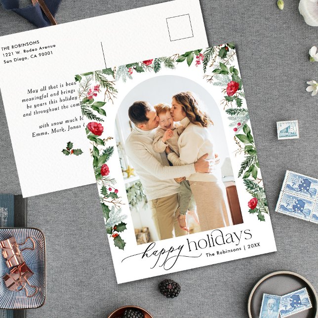 Cartão Postal Feriados Felizes do Elegant Botanical Arch 1 (Criador carregado)