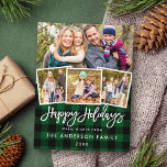 Cartão Postal Feriados Felizes do Escovo 4 Xadrez Verde Fotográf<br><div class="desc">Cartão-postal de Xadrez Verde de Feriados Feliz do Escovo Moderno - 4 Fotografias</div>