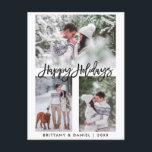 Cartão Postal Feriados felizes do Script de Pincel Moderno 3 Fer<br><div class="desc">Cartão-postal de 3 Feriados Felizes do Script de Pincel Moderno</div>