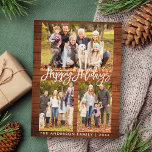 Cartão Postal Feriados Fotográficos da família rustic Wood Brush<br><div class="desc">Cartão-postal da família rustic Wood Brush 3 Photo Happy Holidays</div>