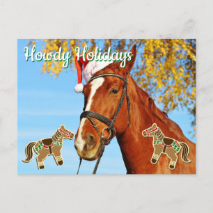 Cartão Postal Feriados Howdy - Natal personalizável para cavalos