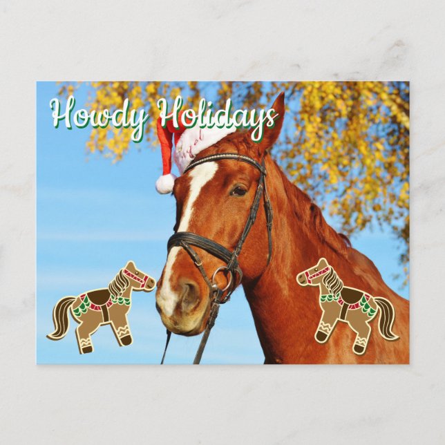 Cartão Postal Feriados Howdy - Natal personalizável para cavalos (Frente)