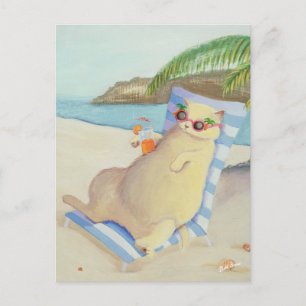 Cartão Postal Férias Beach Cat Sob Palm Tree