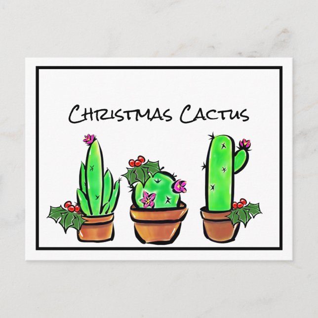 Cartão Postal Férias bonitas Xmas Cactus cactos succulta (Frente)