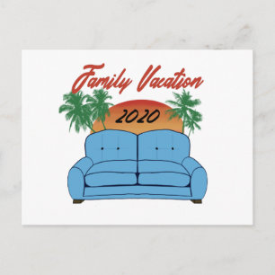 Cartão Postal Férias da família 2020 na Piada do vírus Sofa F