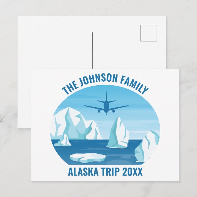 Cartão Postal Férias da Família Glacier do Alaska Personalizadas (Frente/Verso)