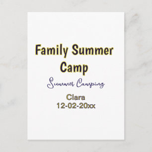 Cartão Postal Férias de acampamento familiar personalizado adici