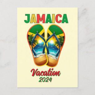Cartão Postal Férias de Chinelo Jamaica 2024 Praia Tropical 