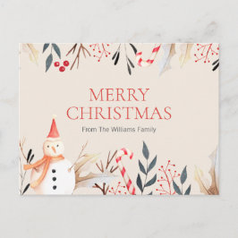 Cartão Postal Férias de Natal Antigo Homem de Neve Natal