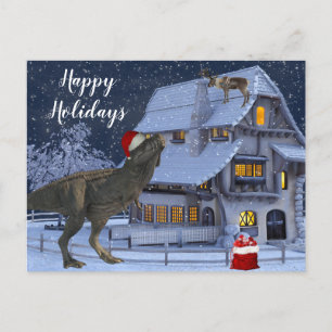 Cartão Postal Férias de Natal Dinossauro do Papai Noel