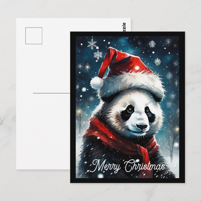 Cartão Postal Férias de Natal do Panda papais noeis (Frente/Verso)