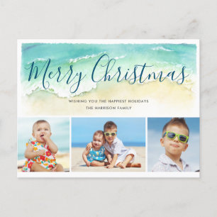 Cartão Postal Férias de Natal Feliz da Praia Costeira