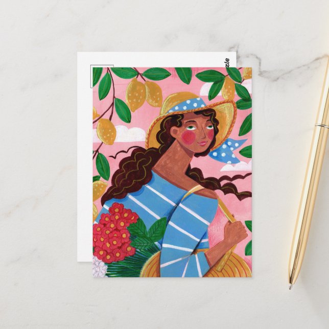 Cartão Postal Férias de Verão de uma mulher italiana (Frente/Verso In Situ)