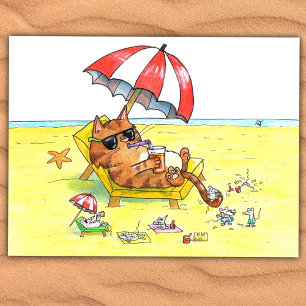 Cartão Postal Férias de Verão Gato 