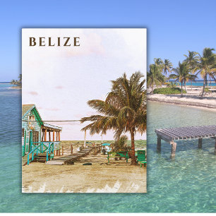Cartão Postal Férias de viagens vintage Beach House Belize