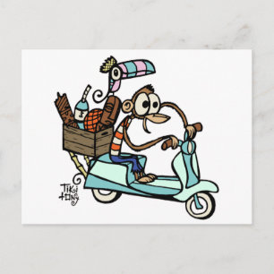 Cartão Postal Férias do Beachcomber Macaco Moped!