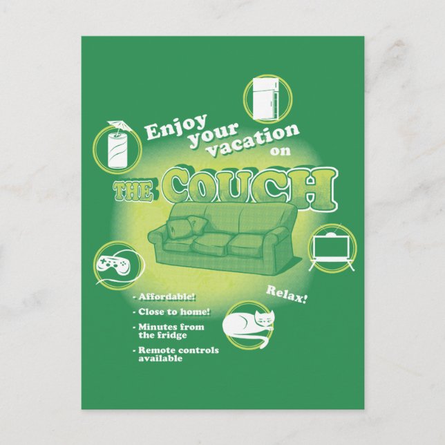 Cartão Postal Férias do sofá (Frente)