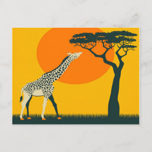Cartão Postal férias do viagem de África Girafe Tanzânia retr