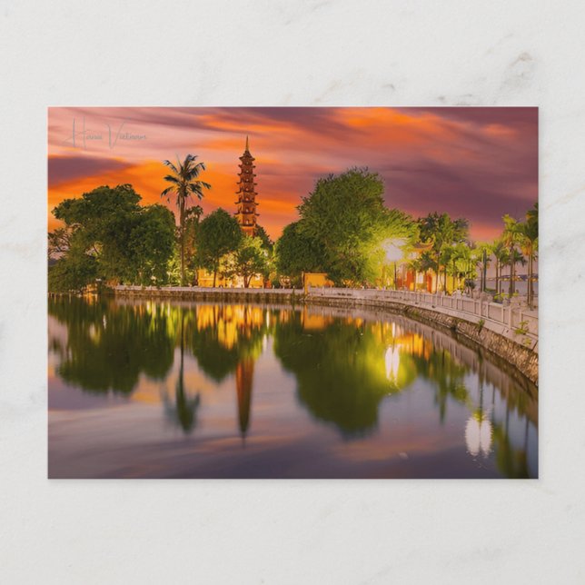 Cartão Postal férias do vietnam retro na cidade de viagens vinta (Frente)