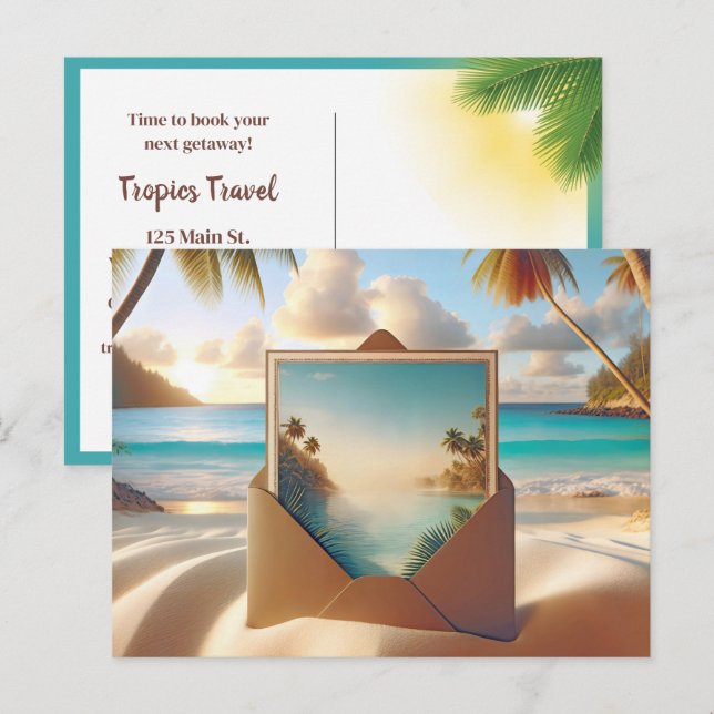 Cartão Postal Férias em Ilha Tropical (Frente/Verso)