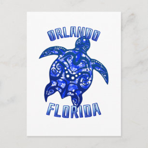 Cartão Postal Férias em Orlando Tribal Turtle