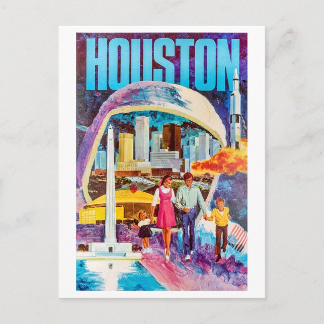 Cartão Postal Férias familiares na cidade de Houston, Texas (Frente)
