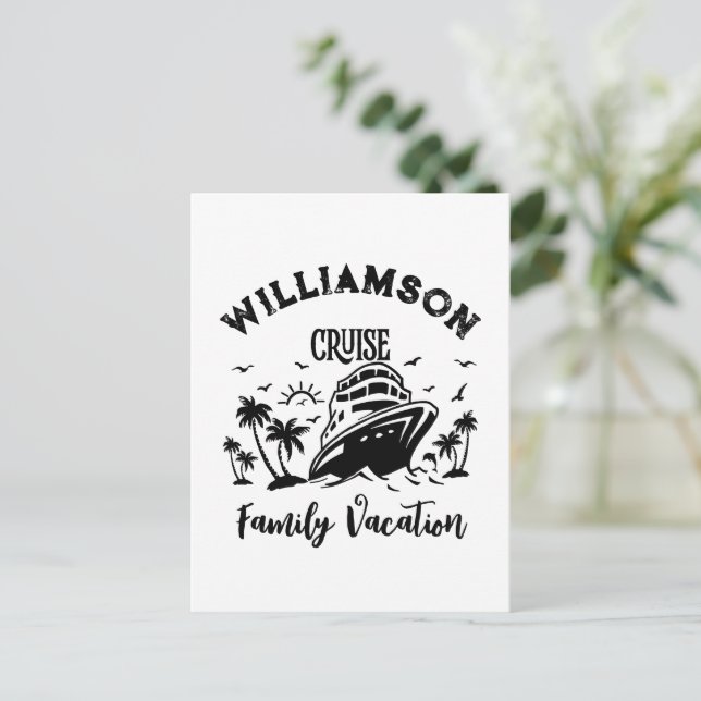 Cartão Postal Férias familiares personalizadas (Em pé/Frente)