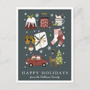 Cartão Postal Férias Felizes   Clássico Hygge Natal Minimalista