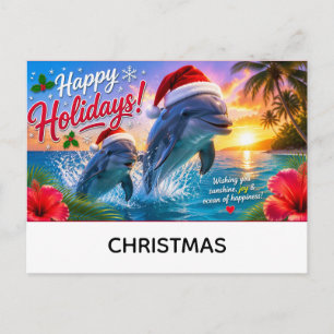 Cartão Postal Férias felizes com tema de natal