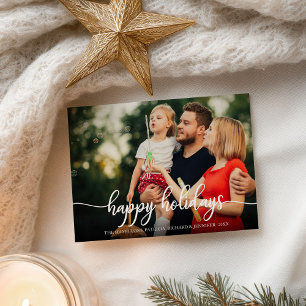 Cartão Postal Férias Felizes Fotografia de Natal em Caligrafia B